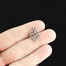 20 Flower Connector Antique Silver Tone Charms - SC051