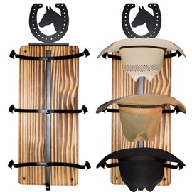 JACQ & JOE Cowboy Hat Holder-Solid Pine Wood Cowboy Hat Rack for Wall | Handcrafted Horseshoe Design Hat Hanger, Easy Wall Mount & Rustic Western Decor Hat Hook