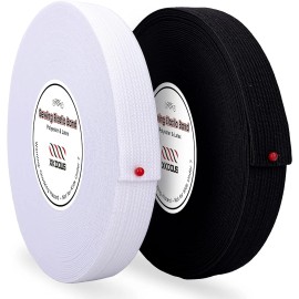 XKDOUS Elastic Band for Sewing, 0.75 Inch 16 2 Count (Pack of 1), Black+White