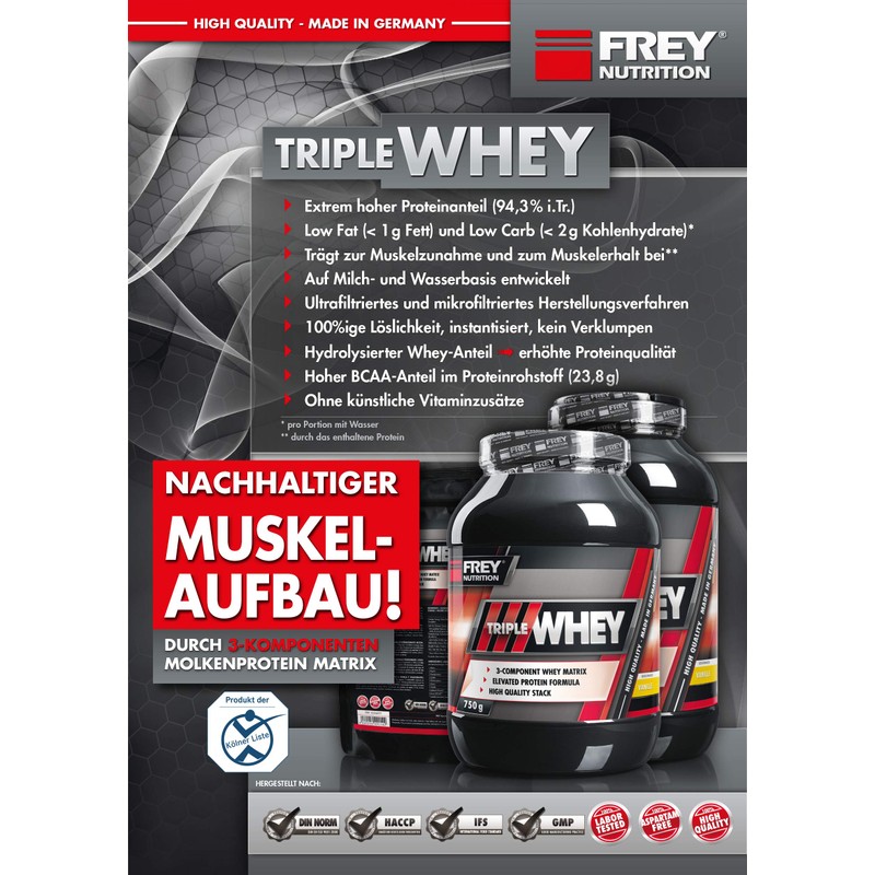 Frey Nutrition Whey Protein Vanilla Zip Bag 500 g