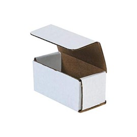 Secure Seal Shipping Boxes - 4x2x2" Mailers - White Foldable Corrugated Cardboard Packaging for Mailing, Moving, Storage, and Organizing - Strong Lightweight Foldable (Bulk 100 Pack)