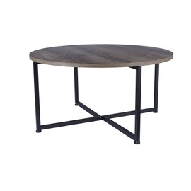 Household Essentials Walnut Industrial Narrow End Table | Metal C Shaped Frame and Rectangle Faux Wood Top