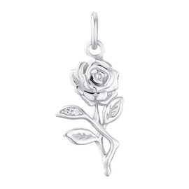 Amor Motif Pendant 925 Sterling Silver Women's Pendant with Synthetic Zirconia Comes in Jewellery Gift Box, Silver, Cubic Zirconia