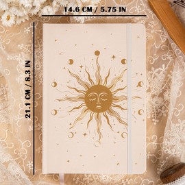 MGGAO Sun & Moon Journals for Women Men, A5 Hardcover Notebooks for Writing for Work, Travel, School,318 Numbered Pages, 14.7 x 21.4 cm