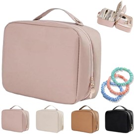 Multi Compartment Toiletry Cosmetics Bag, Set Patient Travel Toiletry Bag, Large Capacity Travel Toiletry Bag Waterproof Cosmetic Bag, For Women Girls Travel (Pink)