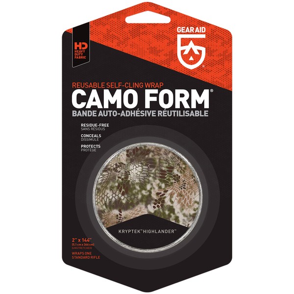 GEAR AID Camo Form Self-Cling and Reusable Camouflage Wrap, Kryptek Highlander, 2” x 144” Roll (19550)
