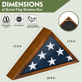 DANF FLAG Flag Case for Burial Flag, 5' x 9.5' Funeral Flag Display Case Brown Wood Memorial Flag Shadow Box for Military Veterans with Acrylic Covered and Wall Mounted