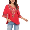 YZXDORWJ Women's V Neck Embroidered Mexican Peasant Blouse (1706R, XXL)