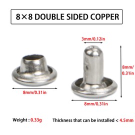 Cheerock 320Pcs Leather Rivets, Double Cap Stainless Steel Tubular Studs, 8mm Silver Screw Rivets for Leathercraft, Fabric, Leather Repair & Decoration, DIY Tool