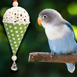 Mandarin Bird Toys by M&M 1560 Sola Snowcone Three - Foraging Sola Wood Ball Hanging Bird Cage Toy, Easy to Chew and Grab, Stick Treats Inside, Pleasing Design, Satisfying for Beaks