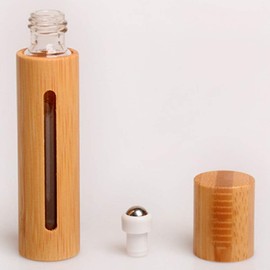 Refillable Containers 10ml Bamboo Roller Bottles Empty Refillable Essential Oil Roll-on Cosmetic Storage Vial Container with Stainless Steel Roller Ball and Window for Essential Oil Accessories