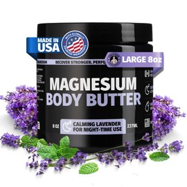 Coach Soak Nighttime Magnesium Body Butter, Thick Cream with High Magnesium Concentration, Soothes Muscles Overnight, Shea Butter, Almond Oil & Lavender, Large Size (8oz)