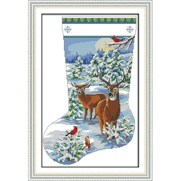 CaptainCrafts Cross Stitch Kits Counted Cross Stitch Christmas Stocking Unprinted