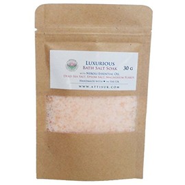 ATTIS Luxurious Bath Salt Soak with Neroli Essential Oil, Dead Sea Salt, Magnesium Flakes, Epsom Salt | Vegan | Hand made | Relaxing | Refreshing | Calming | Rejuvenating | (30g)