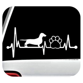 Dachshund Heartbeat Pet Paw Lifeline Decal Sticker for Car Window 8 Inch BG 148