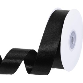 Bacane Cinta, 2.5CM 100 Yardas, Cinta Artesanal de Satén de Doble Cara para Envolver Regalos, Ramo de Flores, Lazo, Boda, Decoración de Fiesta de Cumpleaños (Negro)