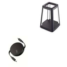 BoxWave Cable Compatible with Lexon Lantern - PD miniSync (240W), Retractable PD 240W Portable USB Type-C Cable - Jet Black