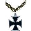 Black/Silver Chain Beads w/Iron Cross Medallion Party Accessory (1 count)