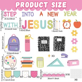 Christian Bulletin Board Set Back to School Classroom Decorations Religious Bulletin Board Christian Classroom Decor Jesus Cutouts Border for Sunday School VBS Church Chalkboard Wall Decor(Colorful)