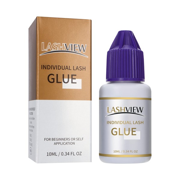 LASHVIEW Individual Lash Glue,DIY Lash Extension Glue,Black Eyelash Glue Adhesive for Individual Cluster Lashes,10ML
