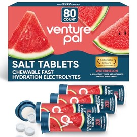 Venture Pal Tabletas de electrolitos masticables, 80 unidades, tabletas de sal en barra de disolución rápida sin azúcar - Paquete variado para...     