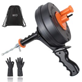 BACOENG 25Ft Drain Auger, Heavy Duty Plumbing Snake with Drill Adapter, Use Manually or Powered for Drain Clog, Shower Sink, Comes with Gloves and Bag (Orange)