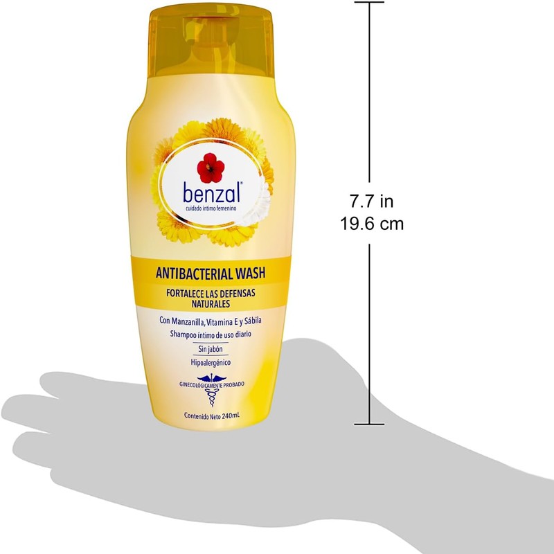 Benzal Wash Jabón Íntimo Femenino, Manzanilla, Antibacterial, 240ml