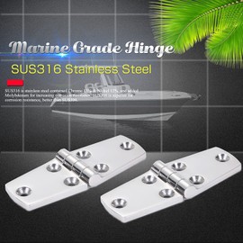 9Tong Marine Bracket Door Hinges Stainless Steel Hatch Boots Hinge Hardware Heavy Duty Boots Hinge Deck Cabinet SUS316 2pcs 38mm x 102mm