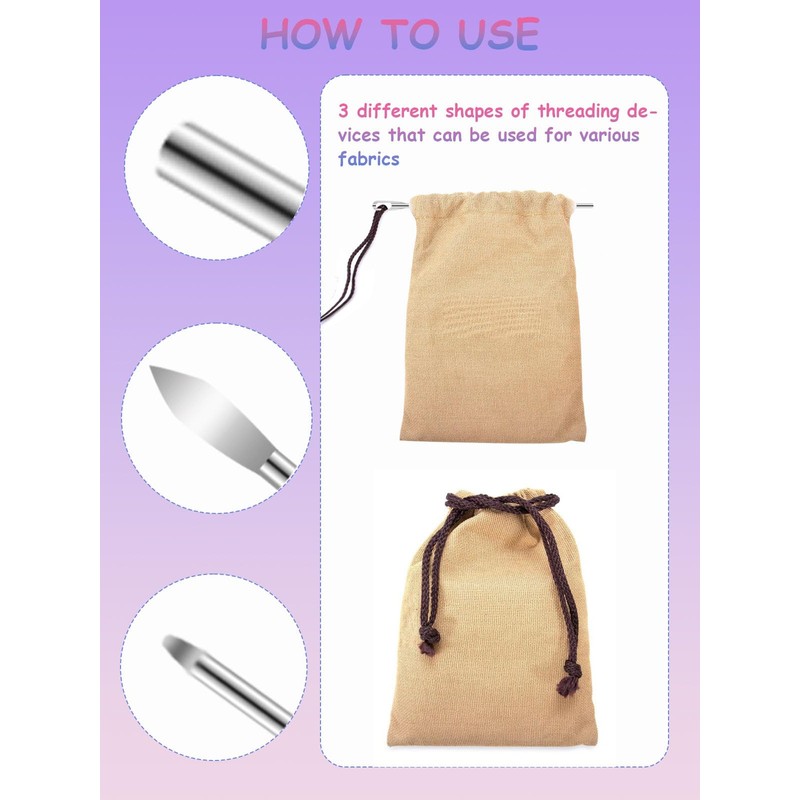 Drawstring Threader Set,9Pcs Drawstring Threader Tool Flexible Drawstring Threaders,Stainless Steel