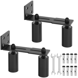 MeBantoo Heavy Duty Sliding Gate Guide Roller Hardware Kit, 4" Black Nylon Wheels with Steel L-Bracket, Adjustable Slide Gate Guide Roller for Rolling Door, Wood, Garage (Black-2pcs, 4in)