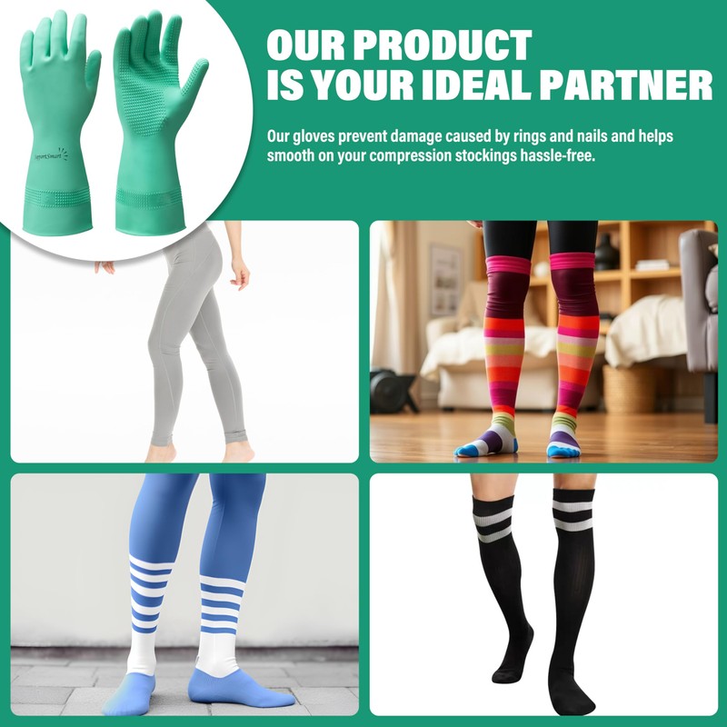 SUPPORTSMART Donning Gloves for Compression Stockings - Enhanced Grip, Tear-Resistant,
