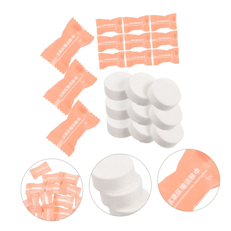 IWOWHERO 50Pcs Disposable Compressed Towels Convenient Travel Tablets for Face