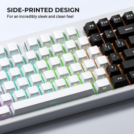 XVX - Teclas blancas - Juego de teclas PBT con impresión lateral, doble brillo a través de teclas personalizadas, teclas PBT perfil cerezo 132 teclas, teclado fantasma de estilo minimalista para