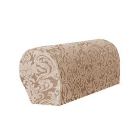 Faderr 2pcs/set Chair Arm Cover, Stretch Jacquard Sofa Armrest Cover, Tapestry Style Round Arm Caps Armrest Chair Covers, Anti-Slip Furniture Protector Slipcovers(Apricot)