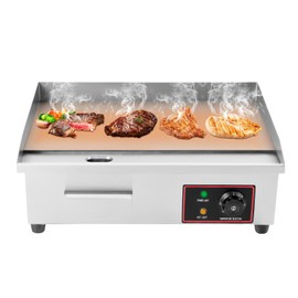 DDBESSIC 21" Commercial Electric Griddle, 1600w Countertop Electric Grill 122-572℉ Stainless Steel Tabletop Flat Top Grill for Kitchen Plancha Para Cocinar
