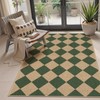 Lahome Checkered Outdoor Patio Easy Jute Rug, 3x5 Dark Green