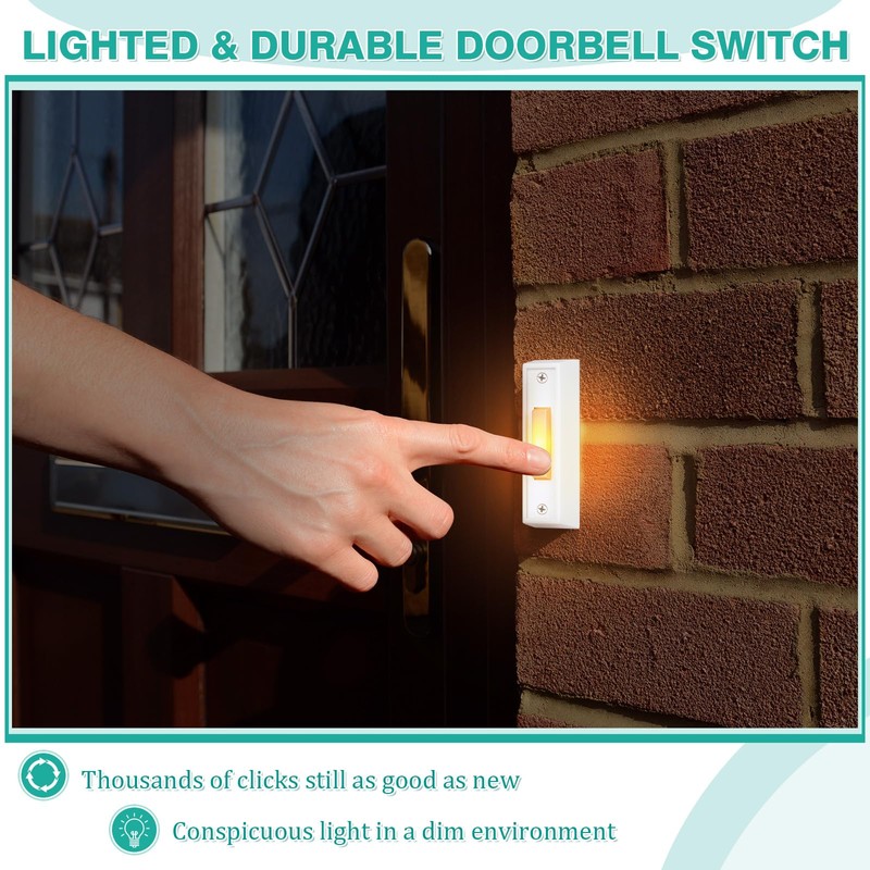 Saillong Wired Doorbell Chime with 2 Lighted Push Buttons, 16V