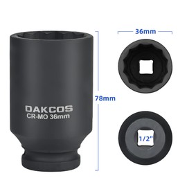DAKCOS 36mm Multi-Tooth Socket Impact Wrench Socket Drive Shaft Tool Power Socket,1/2 inch