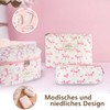 Set of 3 Women's Cosmetic Bags with Bow Pattern, pink,