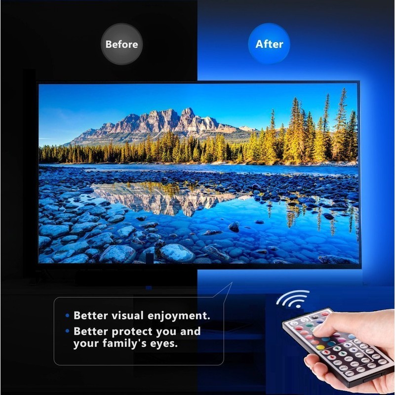 HOUHUI USB LED Strip Lights Kit, 4 Pre-Cut 1.64ft/6.56ft RGB