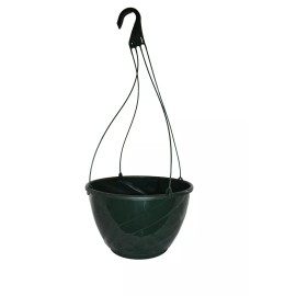 Landmark Plastics 12" GREEN Plastic Hanging Baskets {Set of 10} - DECO SWIRL