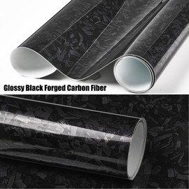 AuMoHall Black Forged Carbon Car Vinyl Wrap Glossy Black Simulated Forged Carbon Fiber Gloss Finish Car Body Film for Vehicle Interior Exterior Decoration, 59.84" x 19.68"