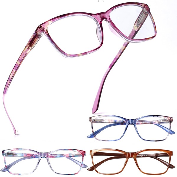 Henotin 4 Pack Ladies Reading Glasses Blue Light Blocking Spring