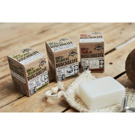Organic shower soap with soap bag, without plastic or palm oil