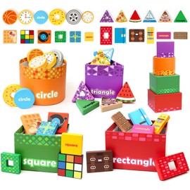 Atoylink Montessori Toys Shape Sorter for Toddlers, Wooden Stacking Blocks Nesting Boxes Baby Everyday Objects Shape Sorting Toys Matching Games, Preschool Learning Toys for 1 2 3 Year Old Boys Girls