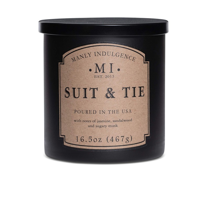 Manly Indulgence Suit & Tie Scented Jar Candle, Medium, Black