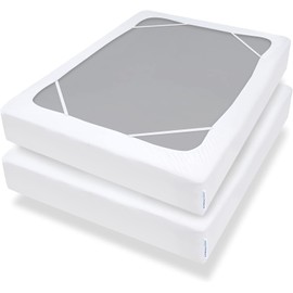 Box Spring Cover Queen Size with Smooth and Elastic Woven Material, Only Covers Sides, Alternates for Bed Skirt, Wrinkle & Fading Resistant, Washable, Dustproof, White, 2 Pack