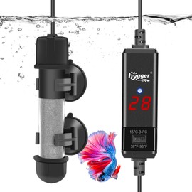hygger Aquarium Heater 100W Fish Tank Heater, Submersible Glass Heater, Adjustable Temperature Controller 15-34℃, Mini Aquarium Heating Rod for Fish Turtle Tank Heater for Fish, Shrimp, terrapin