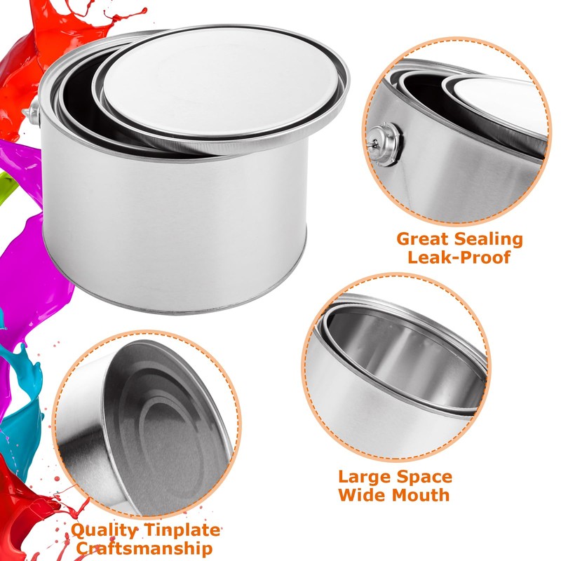 AKOLAFE 4 Pack 2 Quart Paint Cans with Lids &