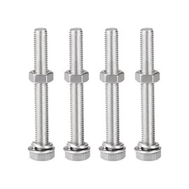 4Pcs M8 x 65mm Stainless Steel Bolt Kit - Hex Head Screws with Nuts & Washers for Bike/Motorcycle/Garden DIY Repairs, Fully Threaded Rust-Resistant Hardware Set